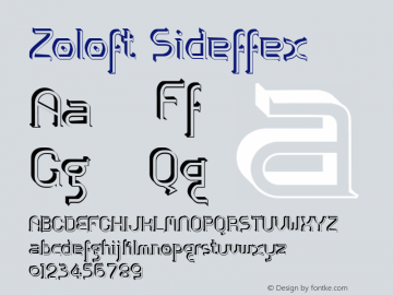 Zoloft Sideffex Version 1.0; 2000; initial release Font Sample