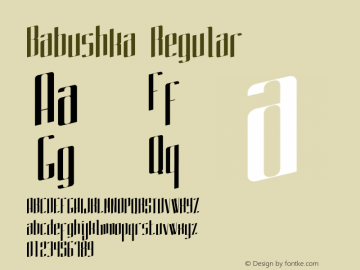 Babushka Regular Version 1.001;PS 001.001;hotconv 1.0.70;makeotf.lib2.5.58329 Font Sample