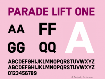 Parade LIFT One 1.000 Font Sample