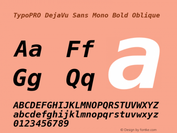 TypoPRO DejaVu Sans Mono Bold Oblique Version 2.34 Font Sample