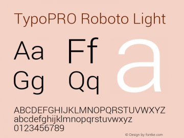 TypoPRO Roboto Light Version 1.200310; 2013 Font Sample