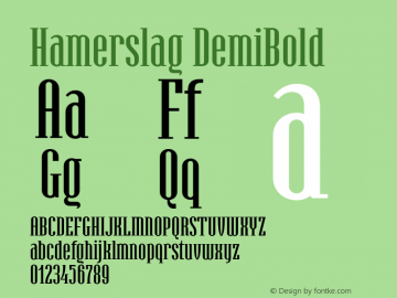 Hamerslag DemiBold Version 1.000 2014 initial release Font Sample