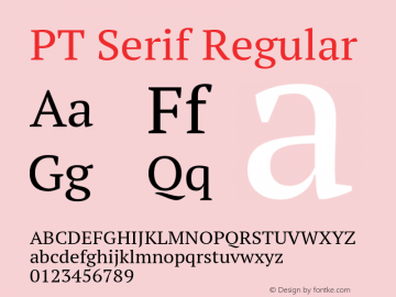 PT Serif Regular Version 1.000 Font Sample