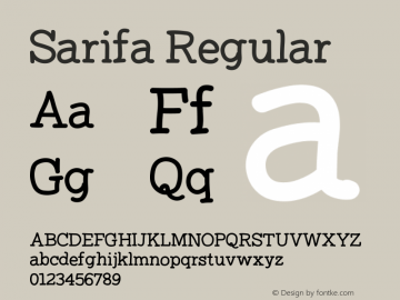 Sarifa Regular Version 1.001;PS 001.001;hotconv 1.0.70;makeotf.lib2.5.58329 Font Sample