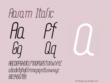 Aaram Italic Version 1.000 Font Sample