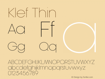 Klef Thin Version 1.000 Font Sample