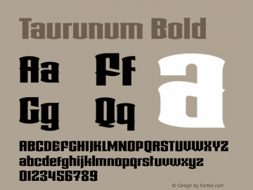 Taurunum Bold Version 1.001 Font Sample