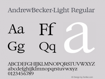 AndrewBecker-Light Regular 001.000 Font Sample