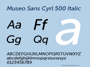 Museo Sans Cyrl 500 Italic Version 1.023 Font Sample