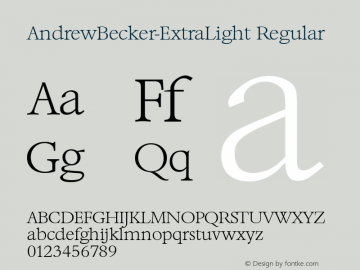 AndrewBecker-ExtraLight Regular 001.000 Font Sample