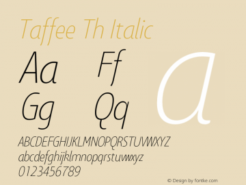 Taffee Th Italic 001.000 Font Sample
