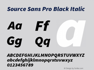 Source Sans Pro Black Italic Version 1.065;PS Version 2.0;hotconv 1.0.78;makeotf.lib2.5.61930图片样张