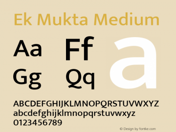 Ek Mukta Medium Version 1.2 Font Sample