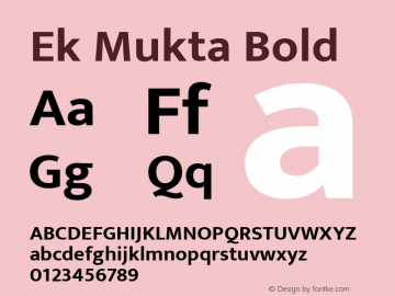 Ek Mukta Bold Version 1.2 Font Sample