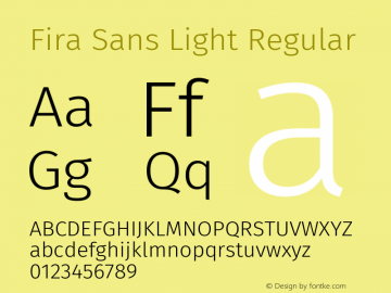 Fira Sans Light Regular Version 3.111 Font Sample