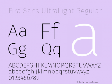 Fira Sans UltraLight Regular Version 3.111 Font Sample