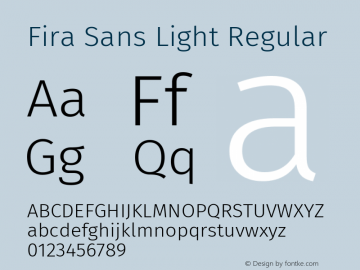 Fira Sans Light Regular Version 3.111 Font Sample