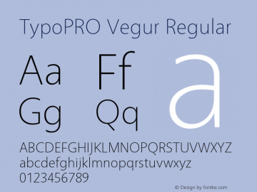 TypoPRO Vegur Regular Version 1.000;PS 007.000;hotconv 1.0.70;makeotf.lib2.5.58329 Font Sample