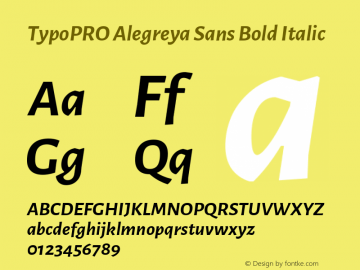 TypoPRO Alegreya Sans Bold Italic Version 1.000;PS 001.000;hotconv 1.0.70;makeotf.lib2.5.58329 DEVELOPMENT Font Sample