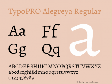 TypoPRO Alegreya Regular Version 1.003 Font Sample