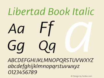 Libertad Book Italic Version 1.0 Font Sample