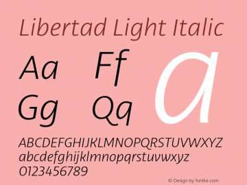 Libertad Light Italic Version 1.0 Font Sample