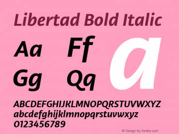 Libertad Bold Italic Version 1.0 Font Sample
