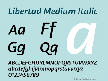 Libertad Medium Italic Version 1.0 Font Sample