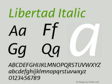 Libertad Italic Version 1.0 Font Sample