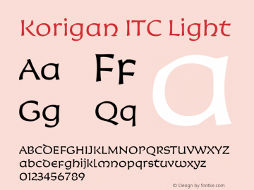 Korigan ITC Light Version 001.001 Font Sample