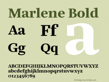 Marlene Bold Version 1.0 Font Sample