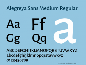 Alegreya Sans Medium Regular Version 1.000;PS 001.000;hotconv 1.0.70;makeotf.lib2.5.58329 DEVELOPMENT; ttfautohint (v0.97) -l 8 -r 50 -G 200 -x 17 -f dflt -w G -W图片样张