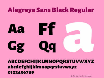 Alegreya Sans Black Regular Version 1.000;PS 001.000;hotconv 1.0.70;makeotf.lib2.5.58329 DEVELOPMENT; ttfautohint (v0.97) -l 8 -r 50 -G 200 -x 17 -f dflt -w G -W图片样张