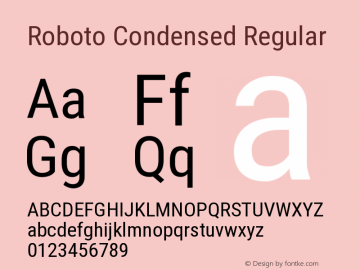 Roboto Condensed Regular Version 2.000980; 2014 Font Sample