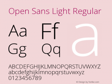 Open Sans Light Regular Version 1.10 Font Sample