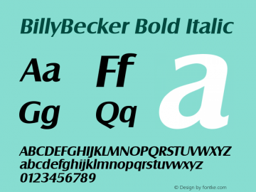 BillyBecker Bold Italic 001.000 Font Sample