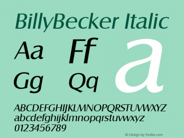 BillyBecker Italic 001.000 Font Sample