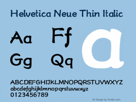 Helvetica Neue Thin Italic 9.0d56e1 Font Sample