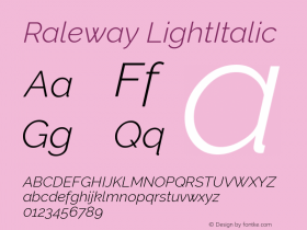 Raleway LightItalic Version 001.001 Font Sample