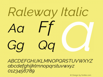 Raleway Italic Version 001.001图片样张