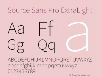 Source Sans Pro ExtraLight Version 2.0 Font Sample