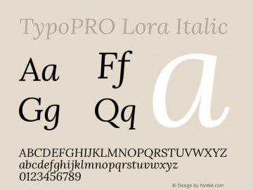 TypoPRO Lora Italic Version 1.014图片样张