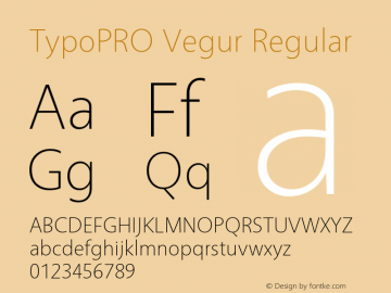 TypoPRO Vegur Regular Version 1.000;PS 007.000;hotconv 1.0.70;makeotf.lib2.5.58329 Font Sample