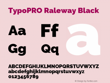 TypoPRO Raleway Black Version 3.000; ttfautohint (v0.96) -l 8 -r 28 -G 28 -x 14 -w 