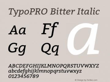 TypoPRO Bitter Italic Version 1.300;PS 001.300;hotconv 1.0.70;makeotf.lib2.5.58329 DEVELOPMENT图片样张