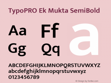 TypoPRO Ek Mukta SemiBold Version 1.2 Font Sample