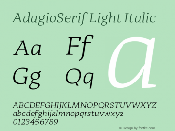 AdagioSerif Light Italic Version 1.000图片样张