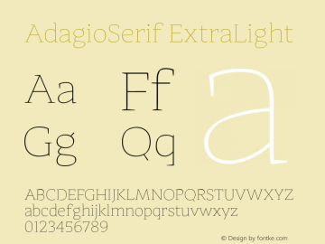 AdagioSerif ExtraLight Version 1.000 Font Sample