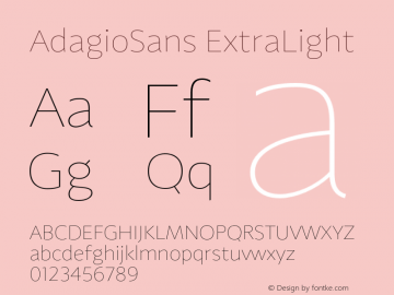 AdagioSans ExtraLight Version 1.000 Font Sample