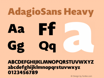 AdagioSans Heavy Version 1.000 Font Sample